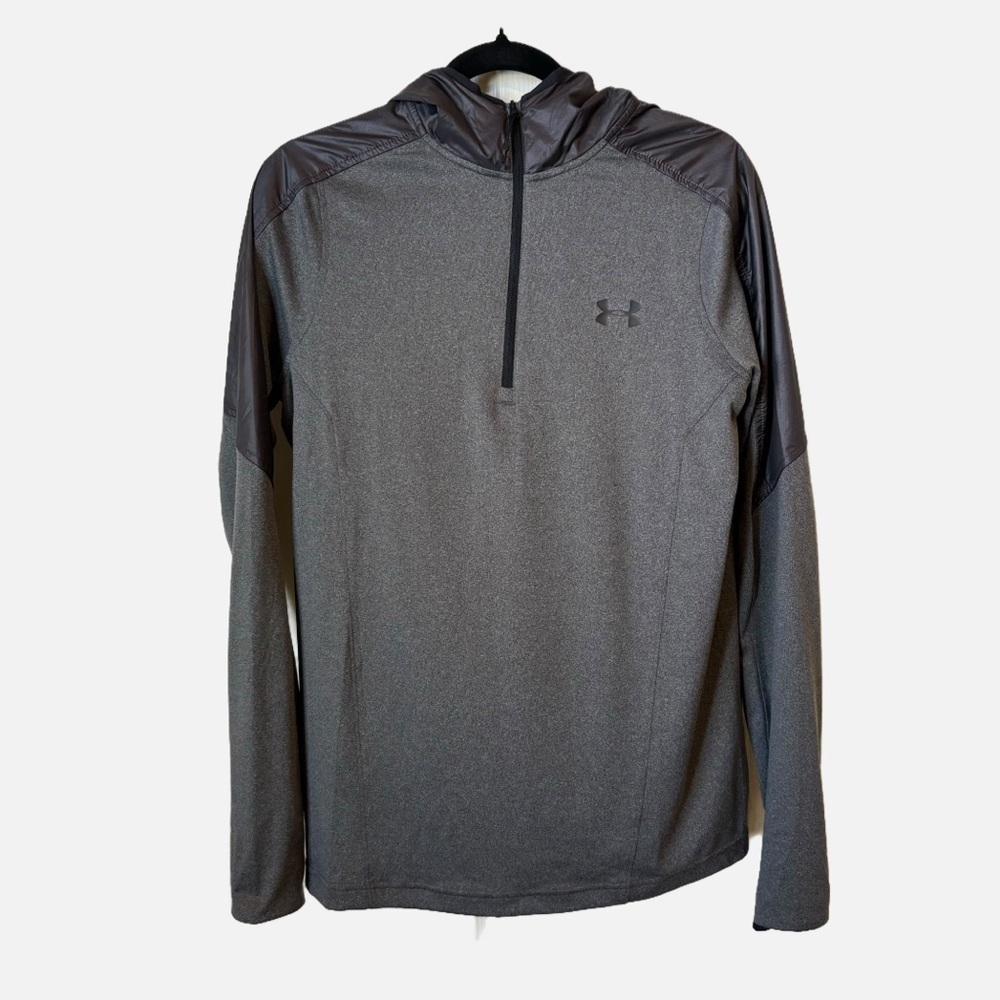 Under Armour 1/4 Zip Running Hoodie Jacket Fitted Cold Gear Gray Men’s Small